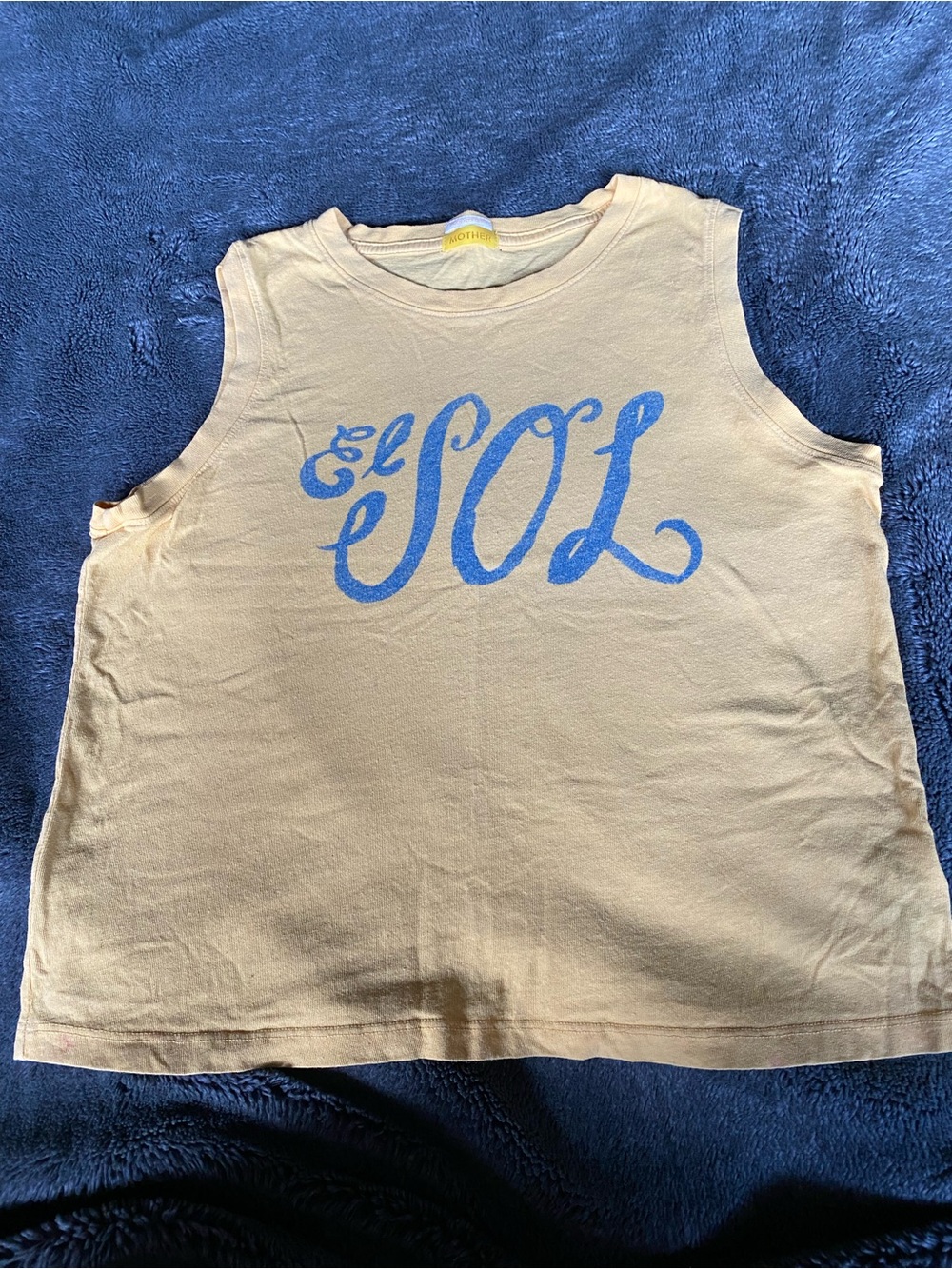 MOTHER Cream Tank Top with Blue "El Sol" Graphic